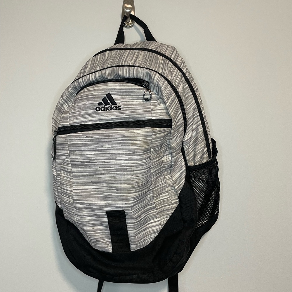 Adidas Striped Gray and Black Backpack